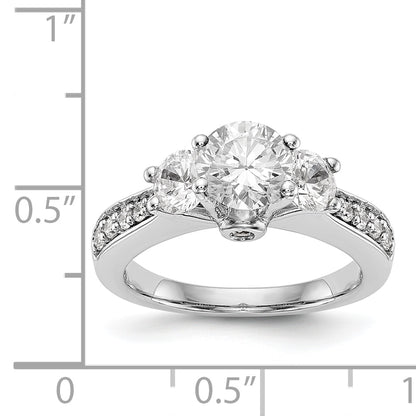 14K White Gold 3 Stone Simulated Diamond Engagement Ring