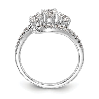 14K White Gold 3 Stone Simulated Diamond Engagement Ring