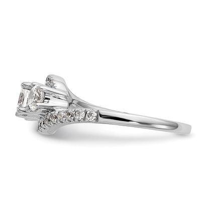 14K White Gold 3 Stone Simulated Diamond Engagement Ring