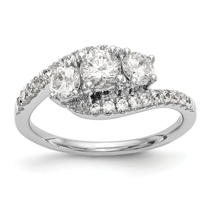 14K White Gold 3 Stone Simulated Diamond Engagement Ring