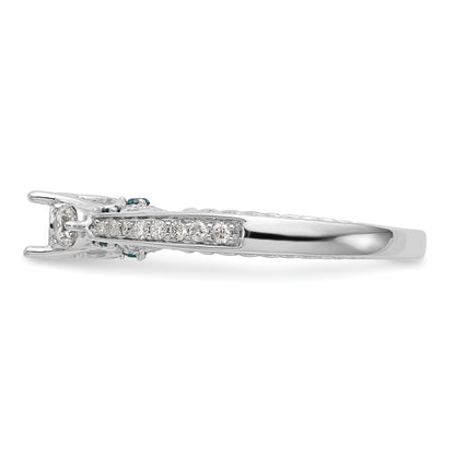 14K White Gold Blue and White Simulated Diamond Engagement Ring