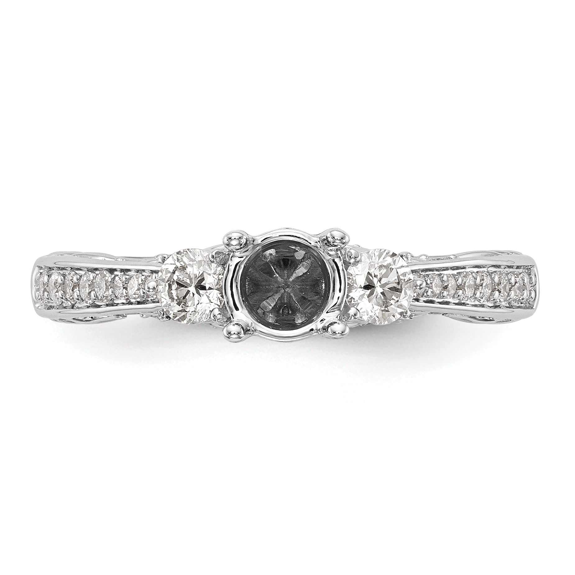 14K White Gold Blue and White Simulated Diamond Engagement Ring