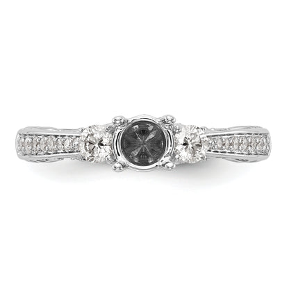 14K White Gold Blue and White Simulated Diamond Engagement Ring