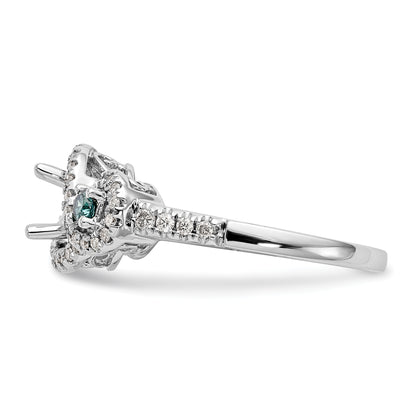 14k White Gold Blue and White Simulated Diamond Engagement Ring