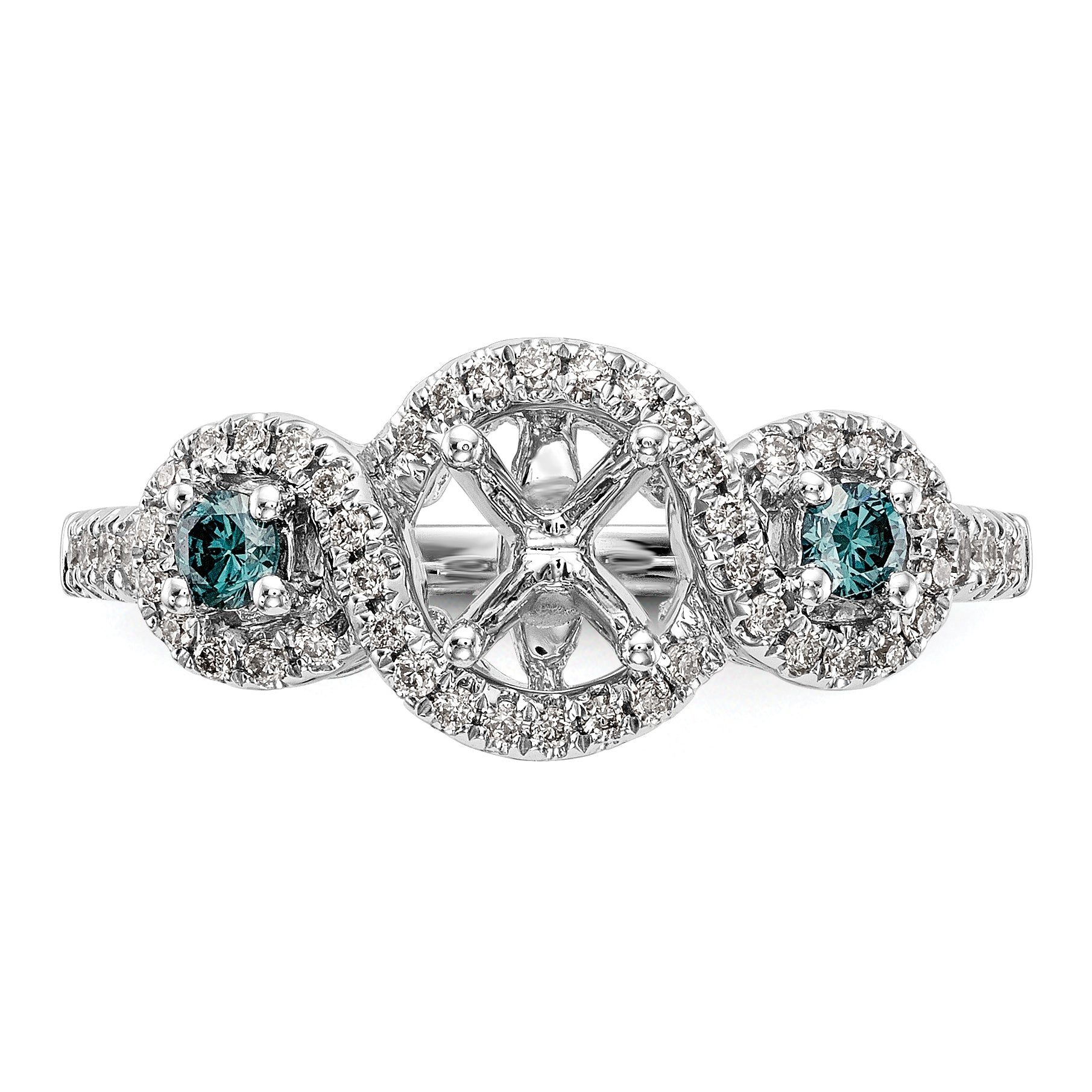 14k White Gold Blue and White Simulated Diamond Engagement Ring