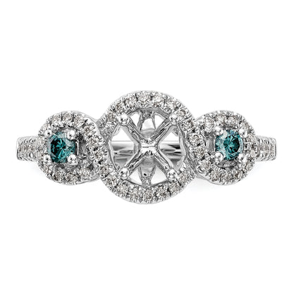14k White Gold Blue and White Simulated Diamond Engagement Ring