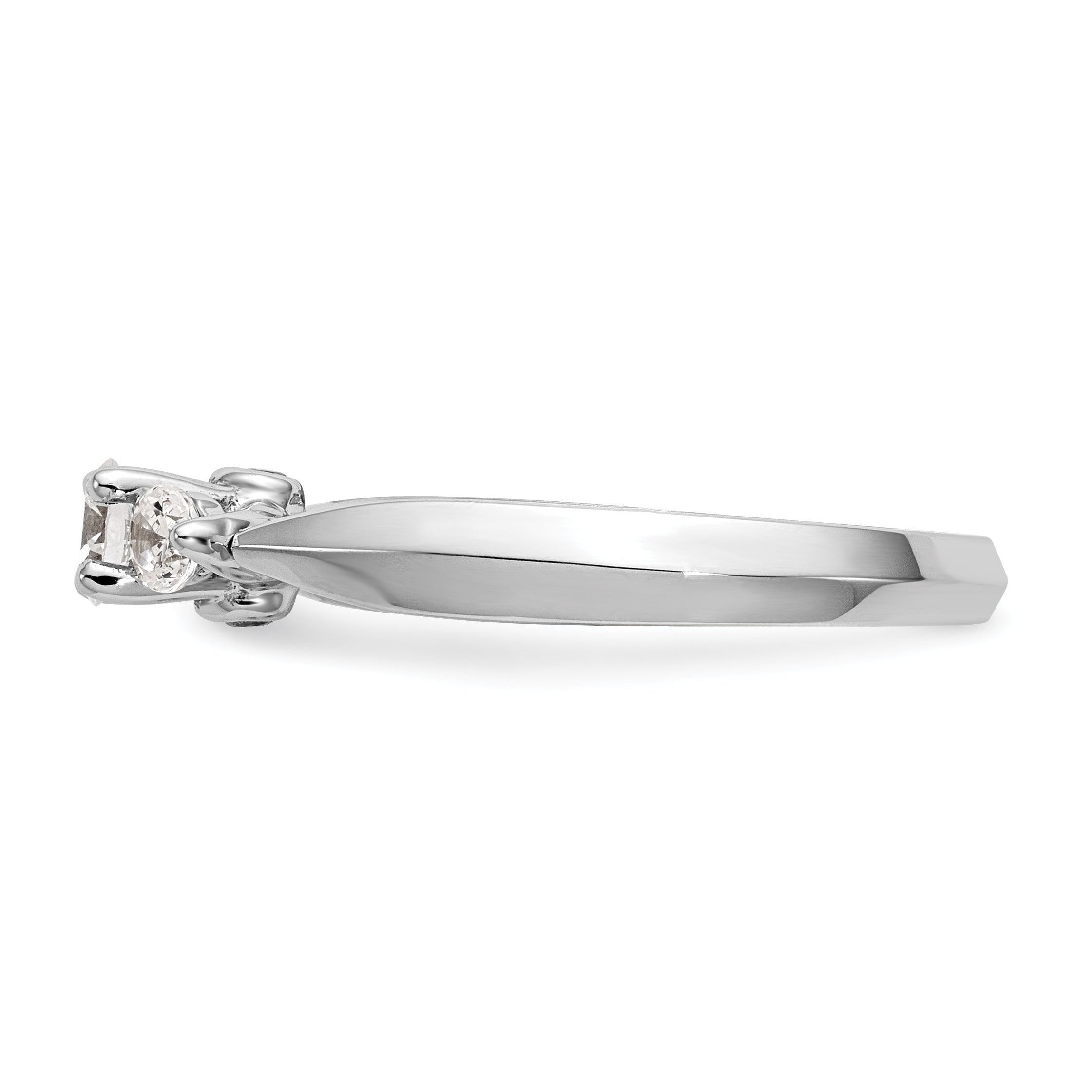 14K White Gold 3 Stone Simulated Diamond Engagement Ring