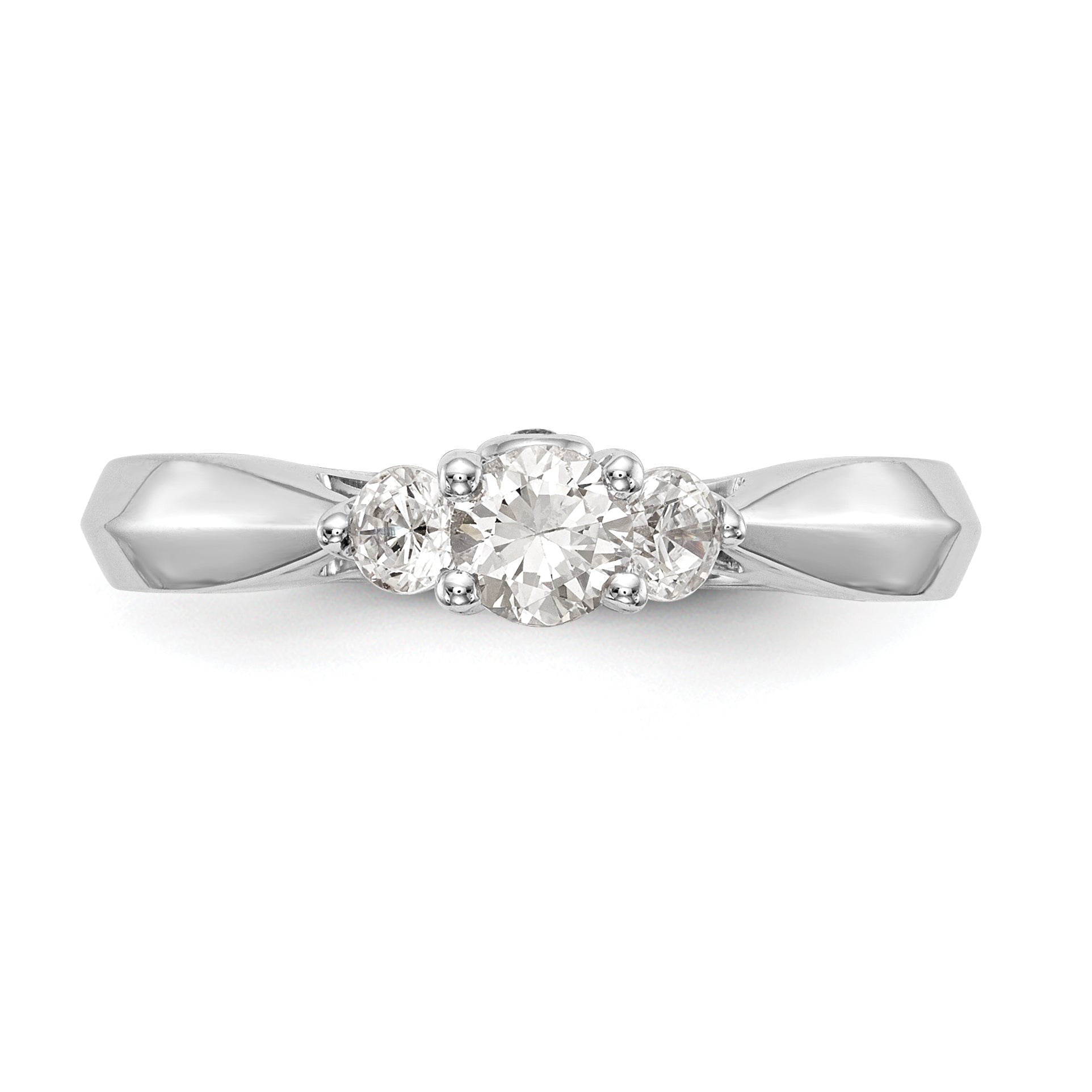 14K White Gold 3 Stone Simulated Diamond Engagement Ring