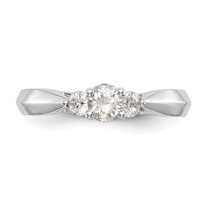 14K White Gold 3 Stone Simulated Diamond Engagement Ring