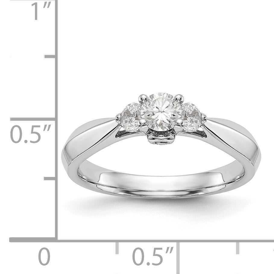 14K White Gold 3 Stone Simulated Diamond Engagement Ring