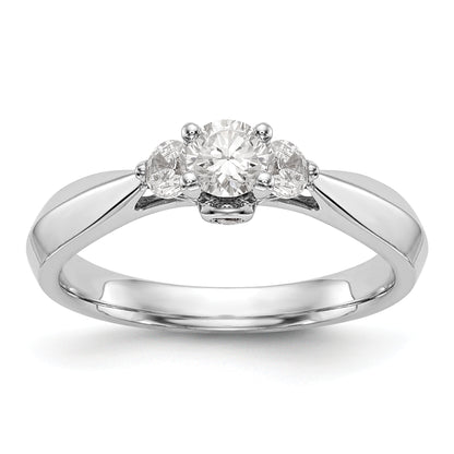 14K White Gold 3 Stone Simulated Diamond Engagement Ring
