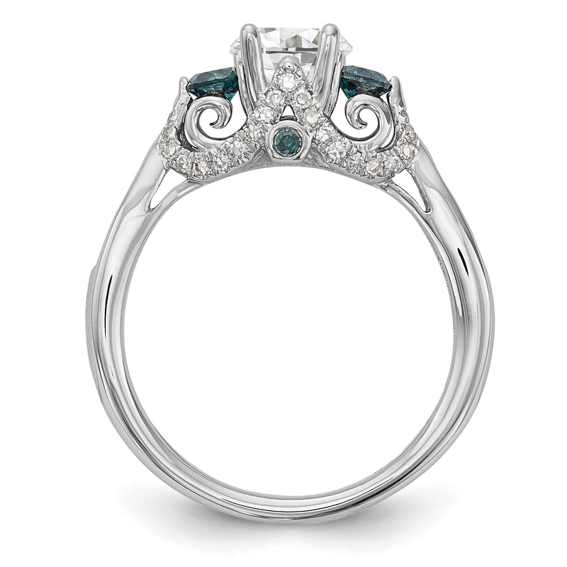 14k White Gold Blue and White Simulated Diamond Engagement Ring