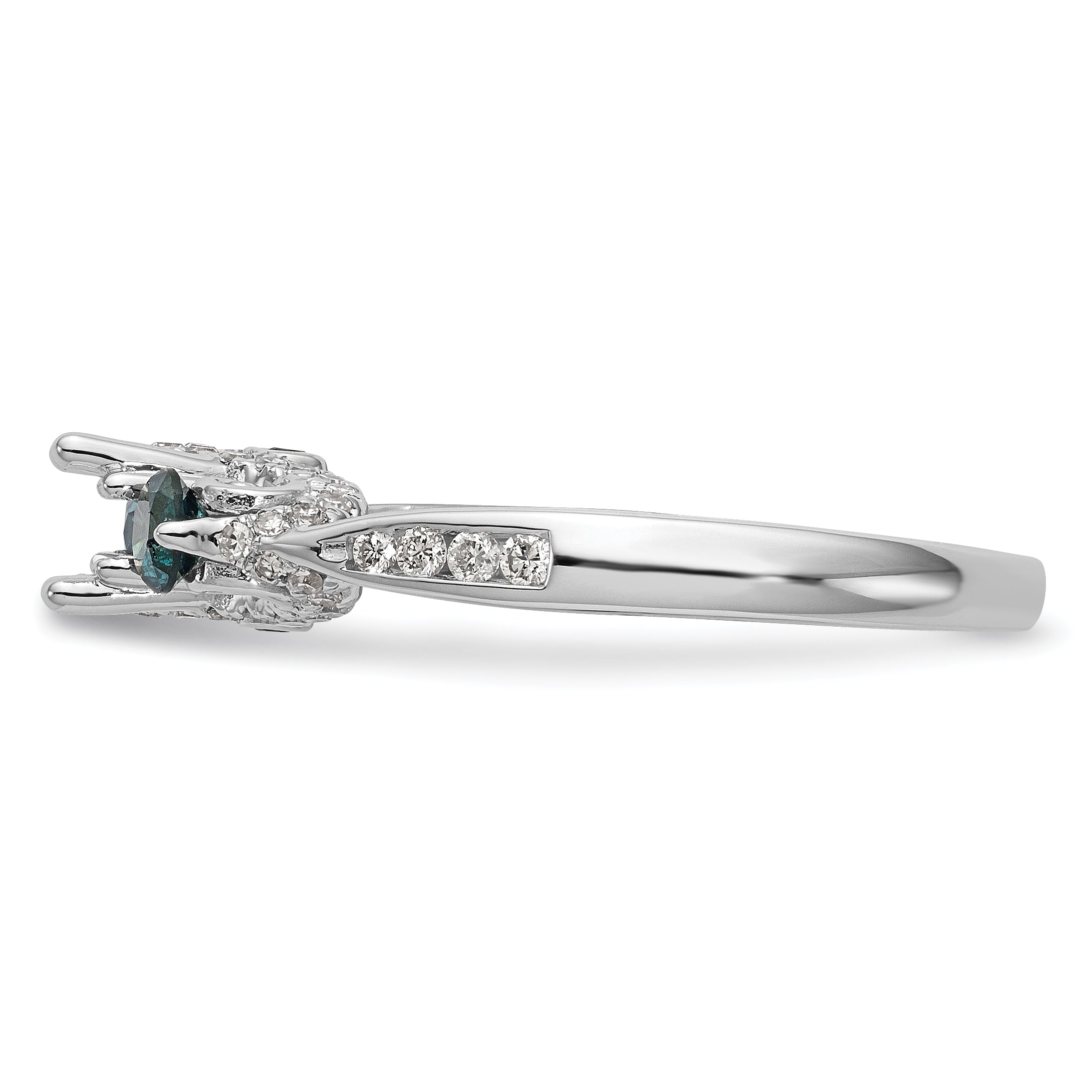 14k White Gold Blue and White Simulated Diamond Engagement Ring