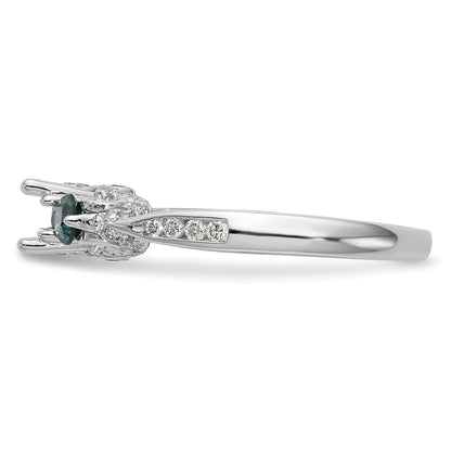 14k White Gold Blue and White Simulated Diamond Engagement Ring