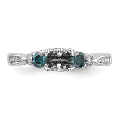 14k White Gold Blue and White Simulated Diamond Engagement Ring