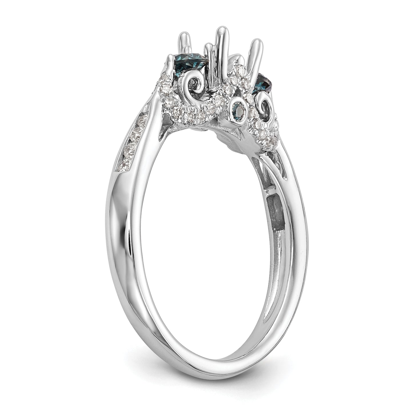 14k White Gold Blue and White Simulated Diamond Engagement Ring