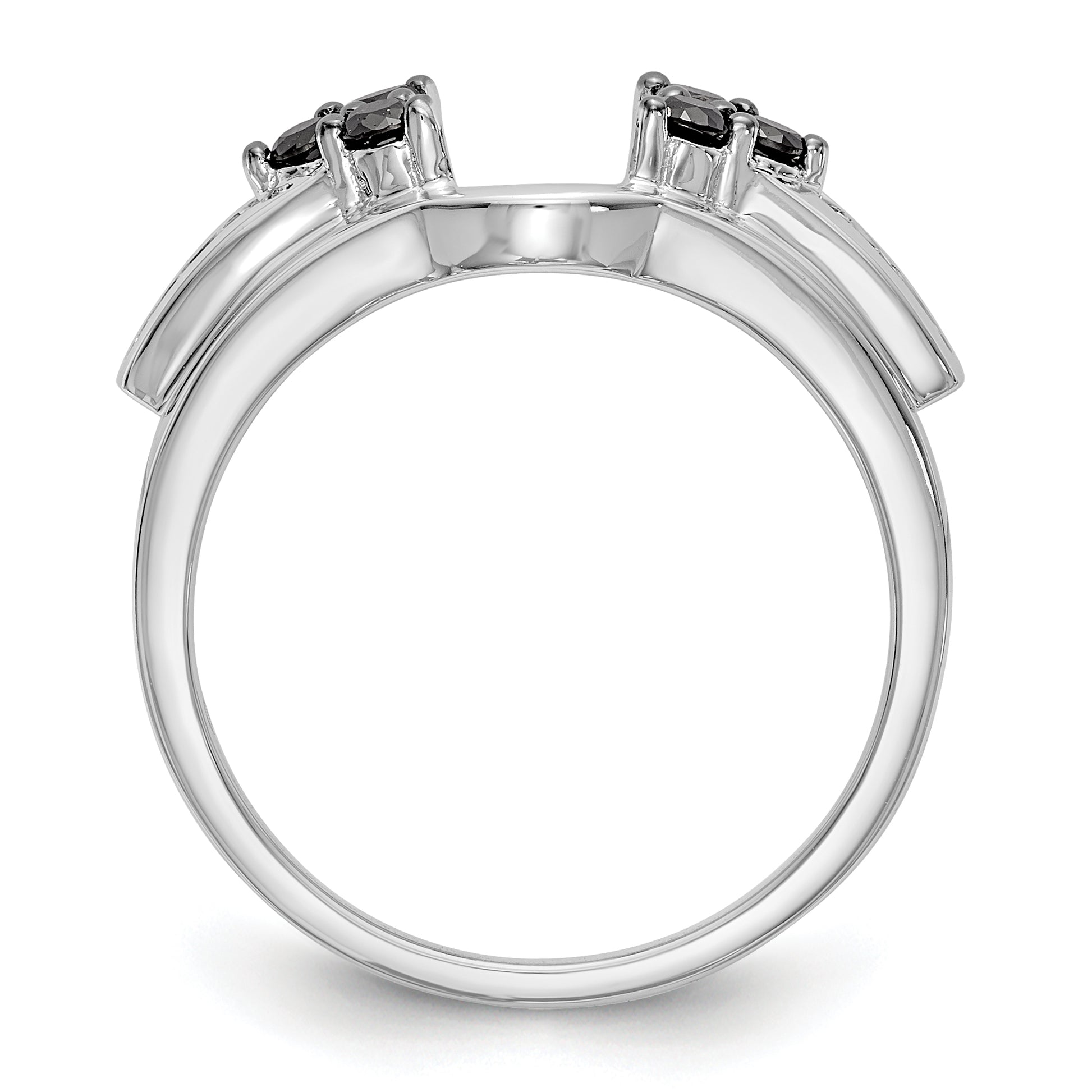14K White Gold Black and White Diamond Wrap
