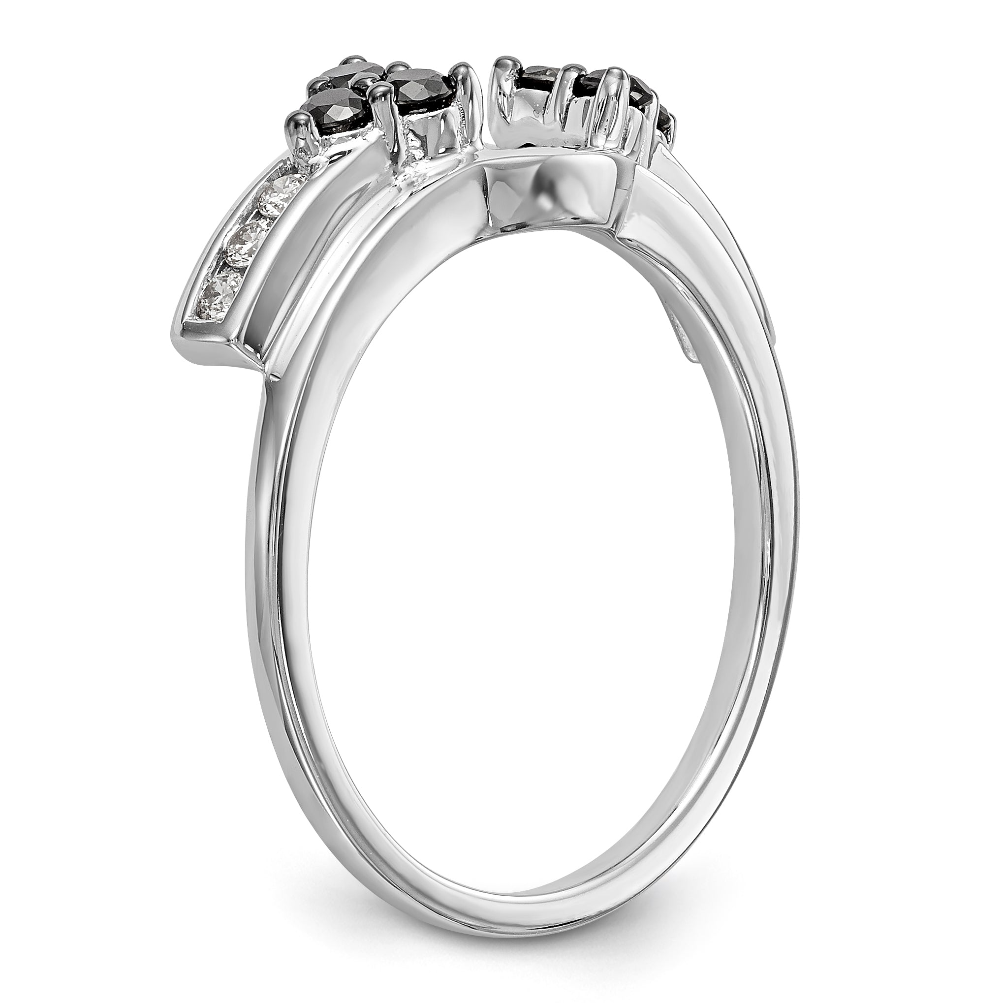 14K White Gold Black and White Diamond Wrap