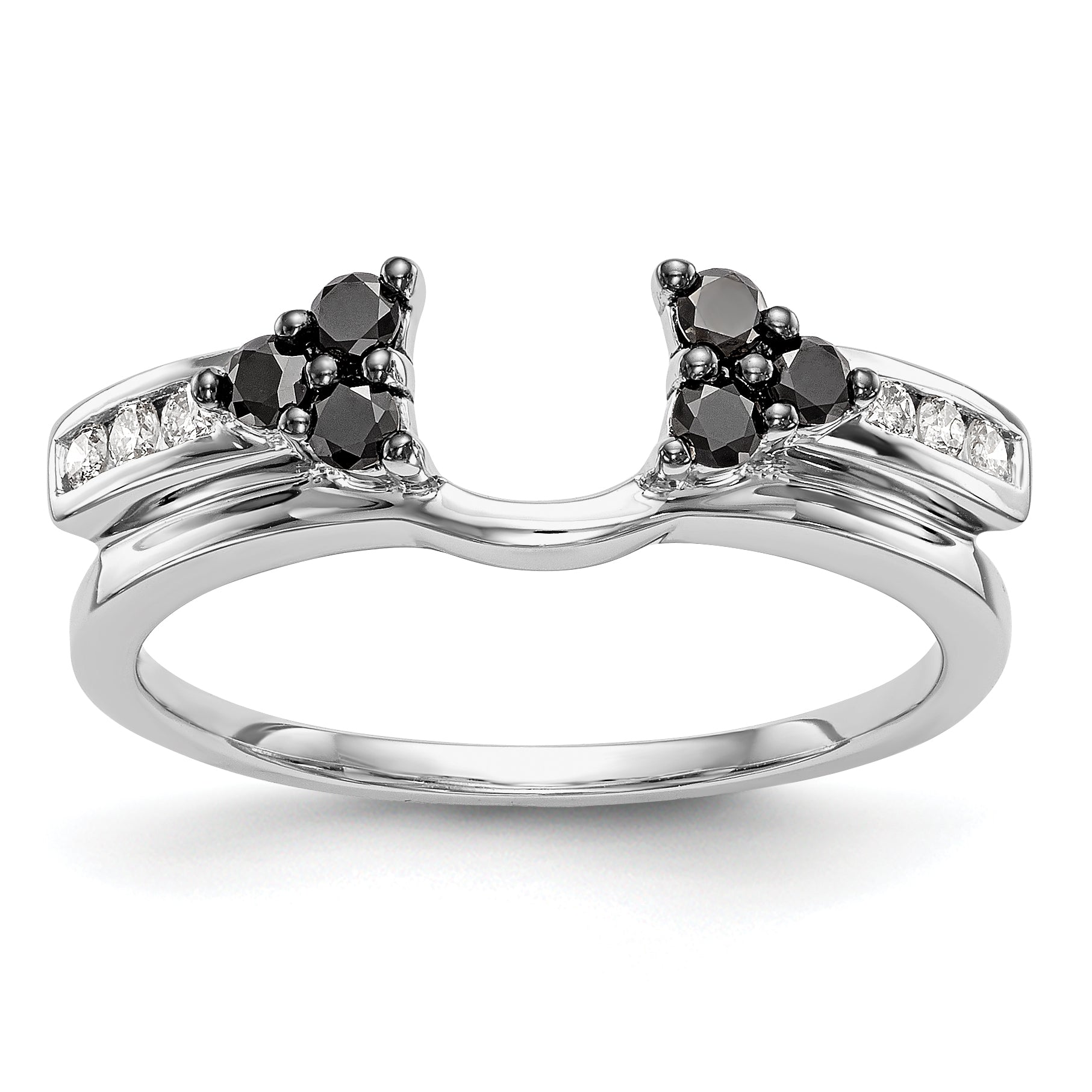 14K White Gold Black and White Diamond Wrap