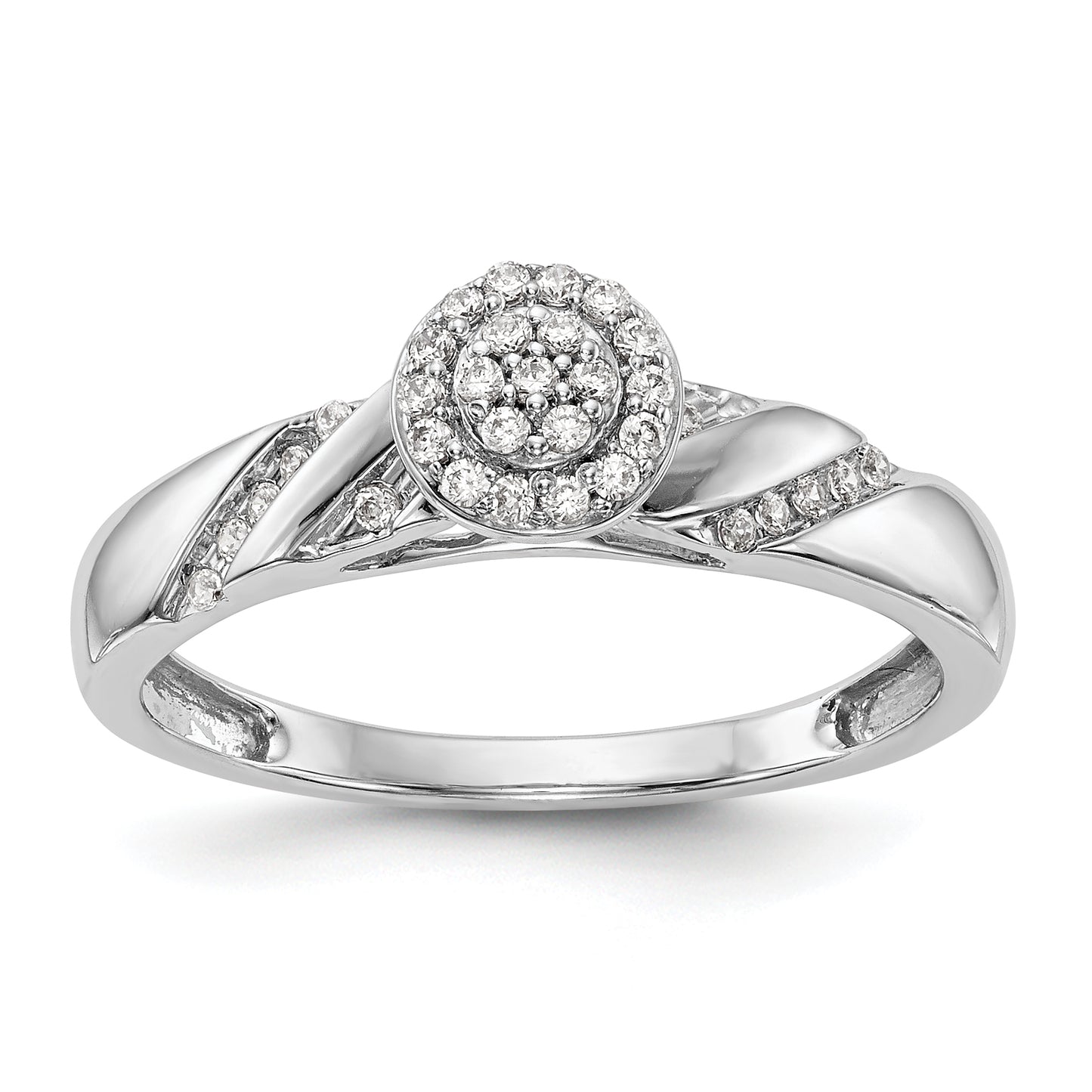 14K White Gold Complete Diamond Trio Cluster Engagement Ring