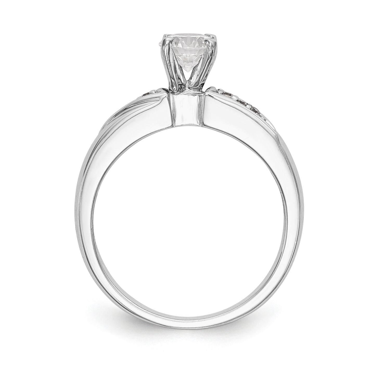 14K White Gold Round Simulated Diamond Trio Engagement Ring