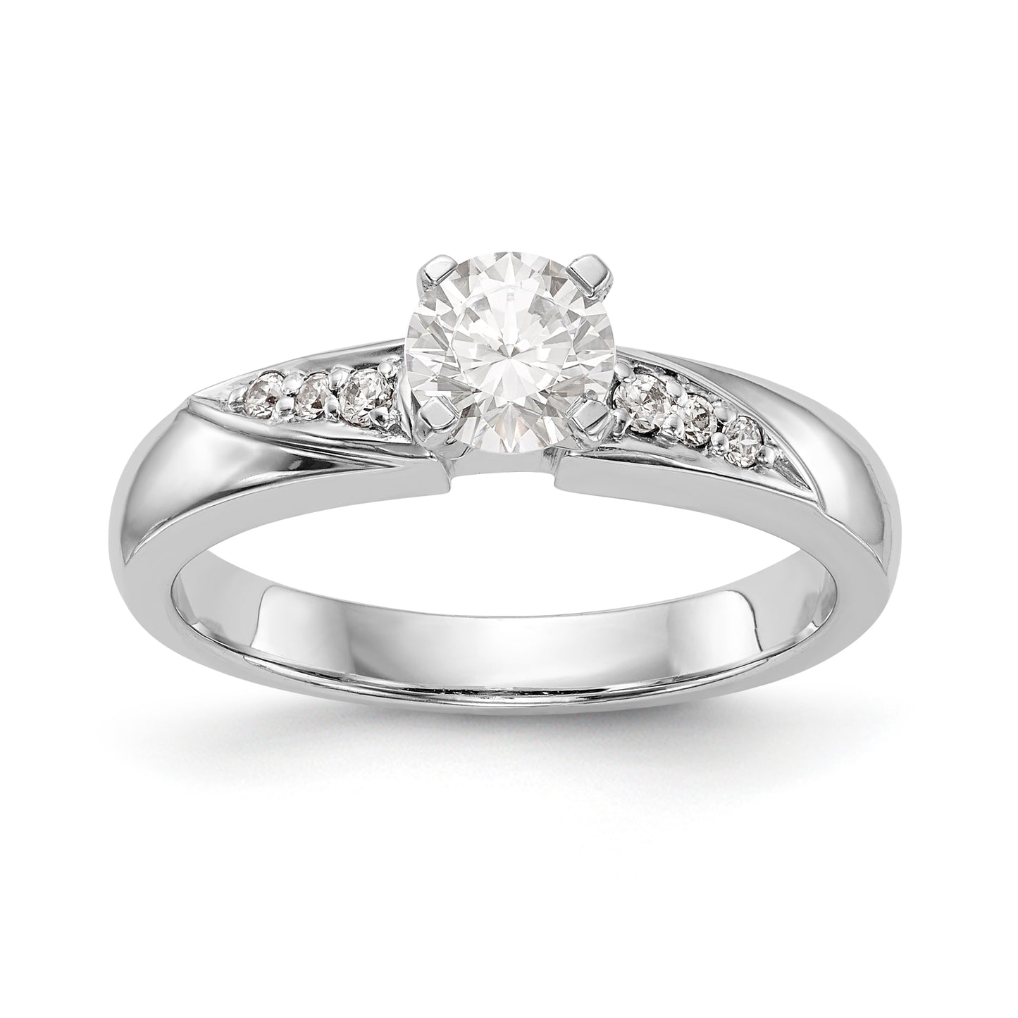 14K White Gold Round Simulated Diamond Trio Engagement Ring