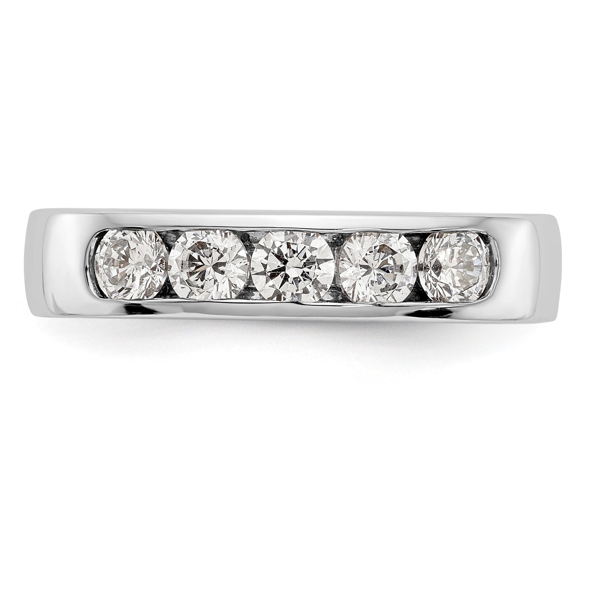 14K White Gold 5 Stone Diamond Channel Band