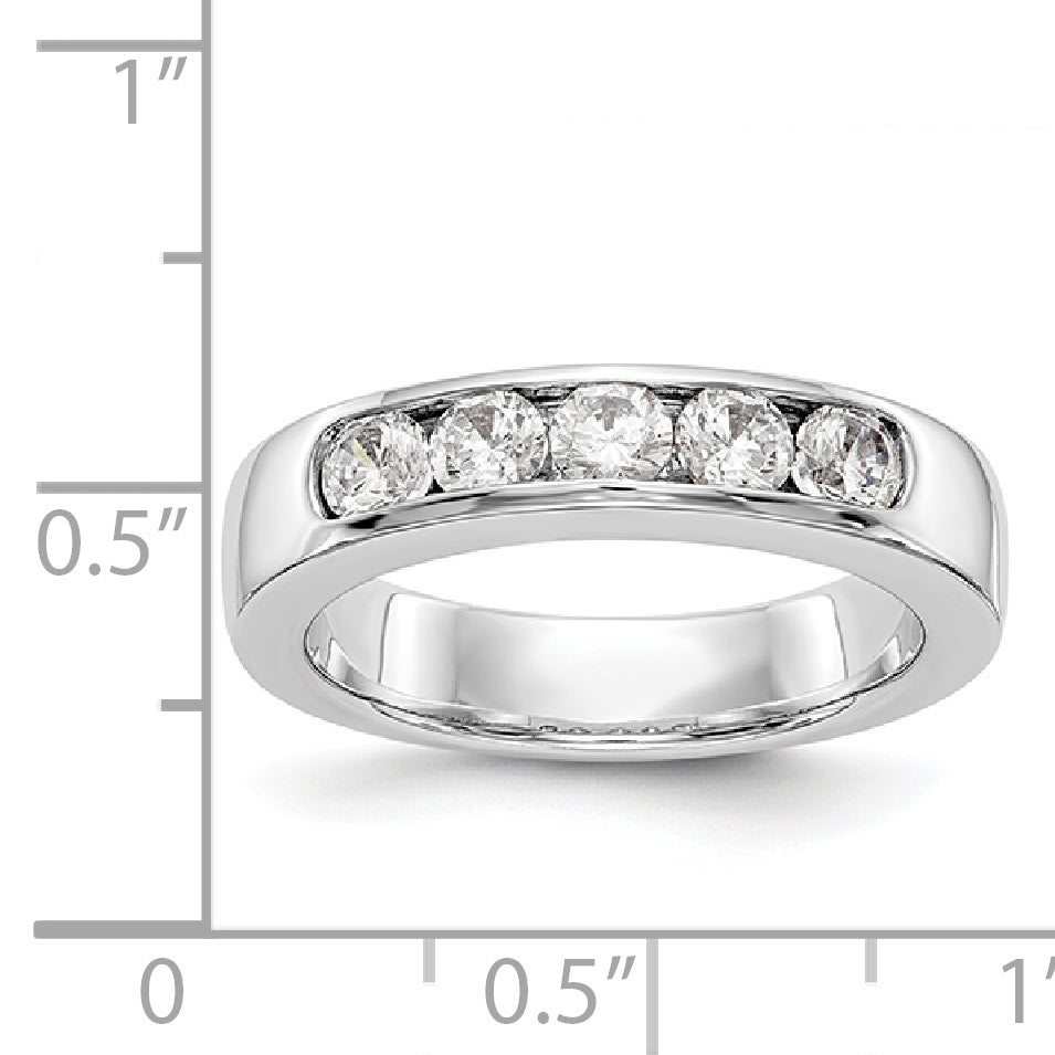 14K White Gold 5 Stone Diamond Channel Band