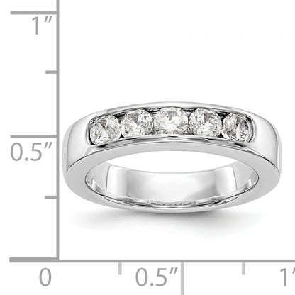 14K White Gold 5 Stone Diamond Channel Band