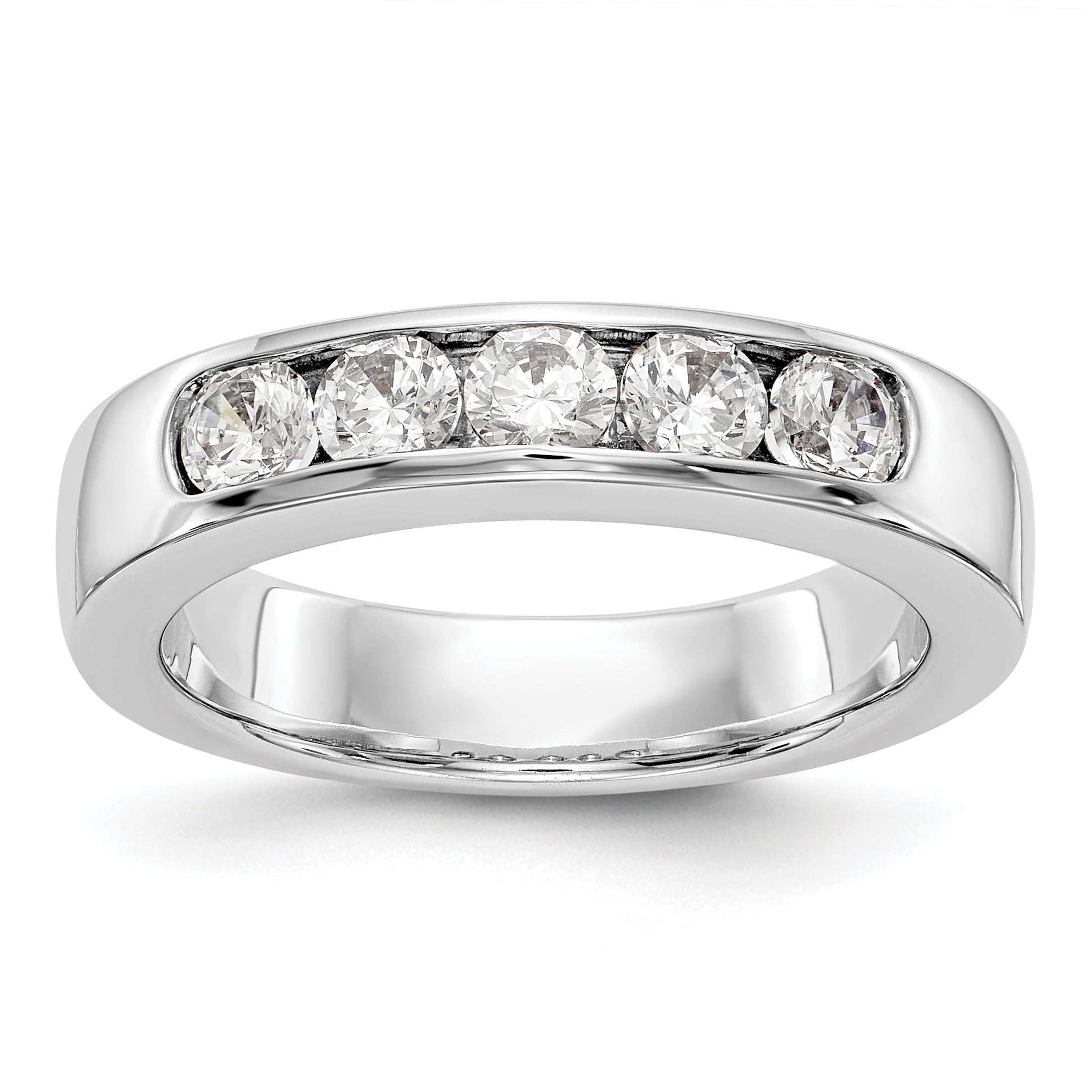 14K White Gold 5 Stone Diamond Channel Band