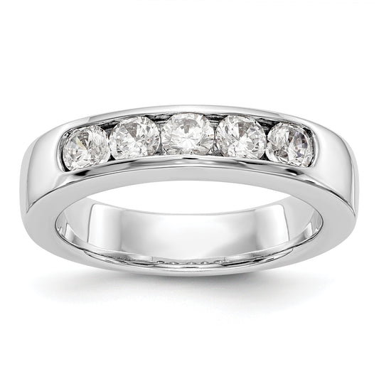 14K White Gold 5 Stone Diamond Channel Band
