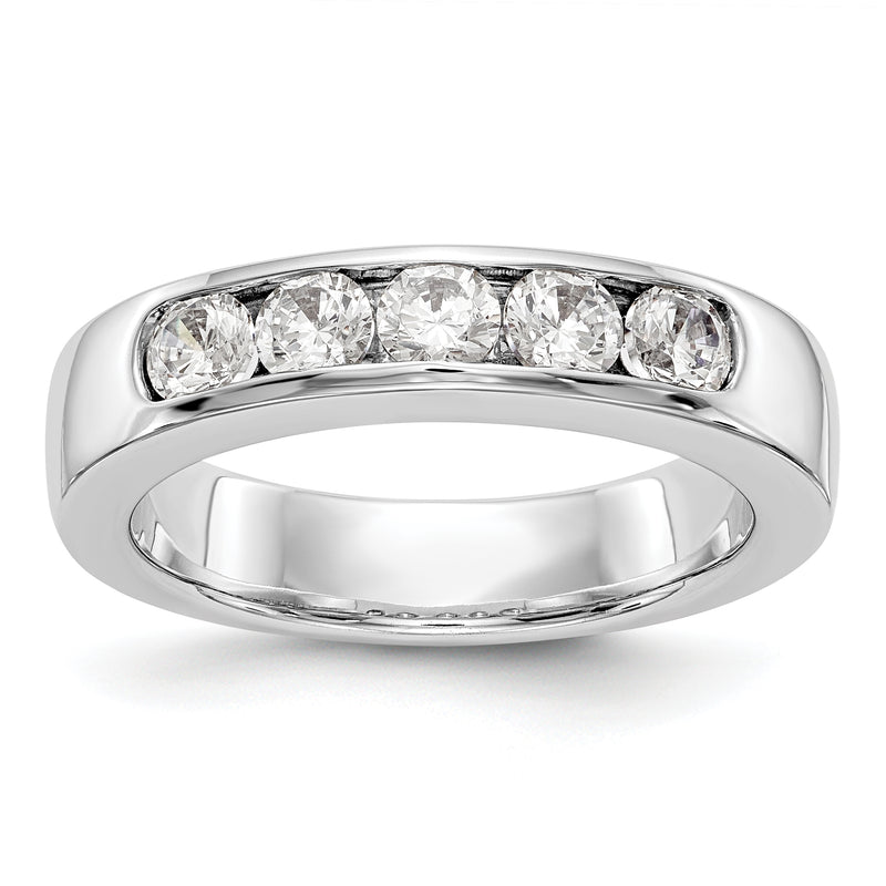 14K White Gold 5 Stone Diamond Channel Band