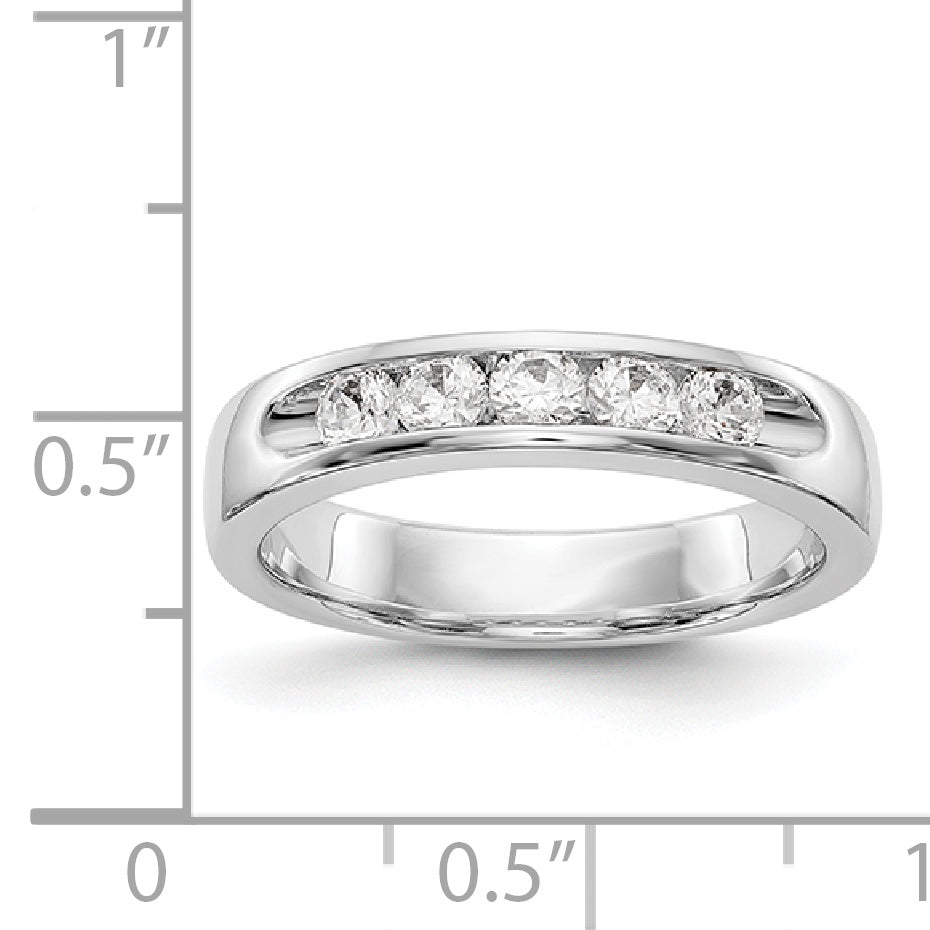 14K White Gold 5 Stone Diamond Channel Band