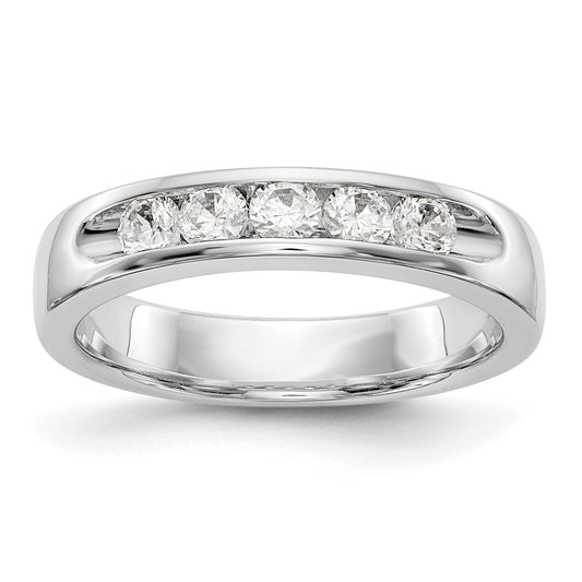 14K White Gold 5 Stone Diamond Channel Band
