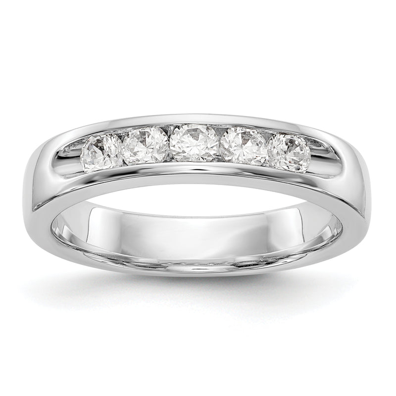 14K White Gold 5 Stone Diamond Channel Band