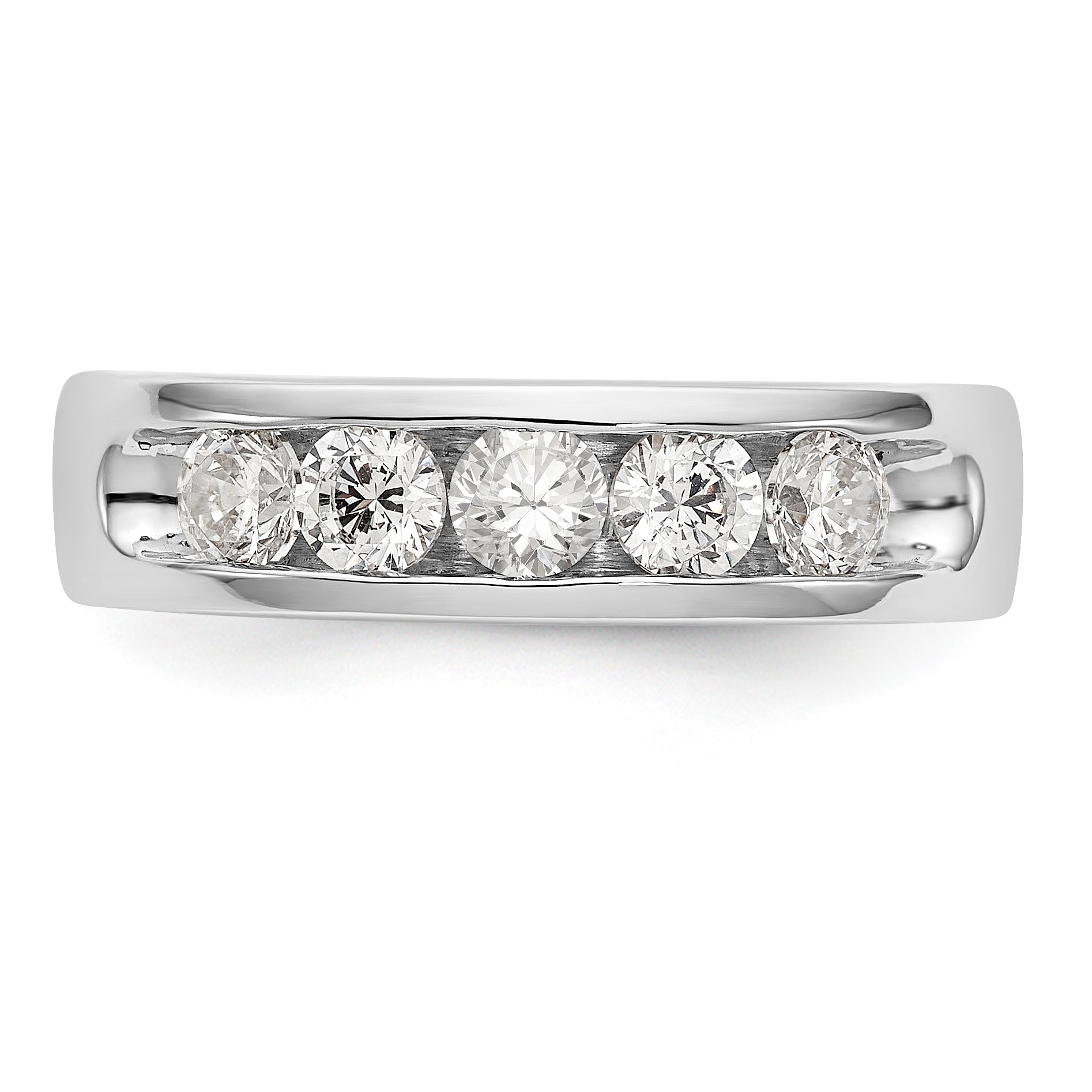 14K White Gold 5 Stone Diamond Channel Band
