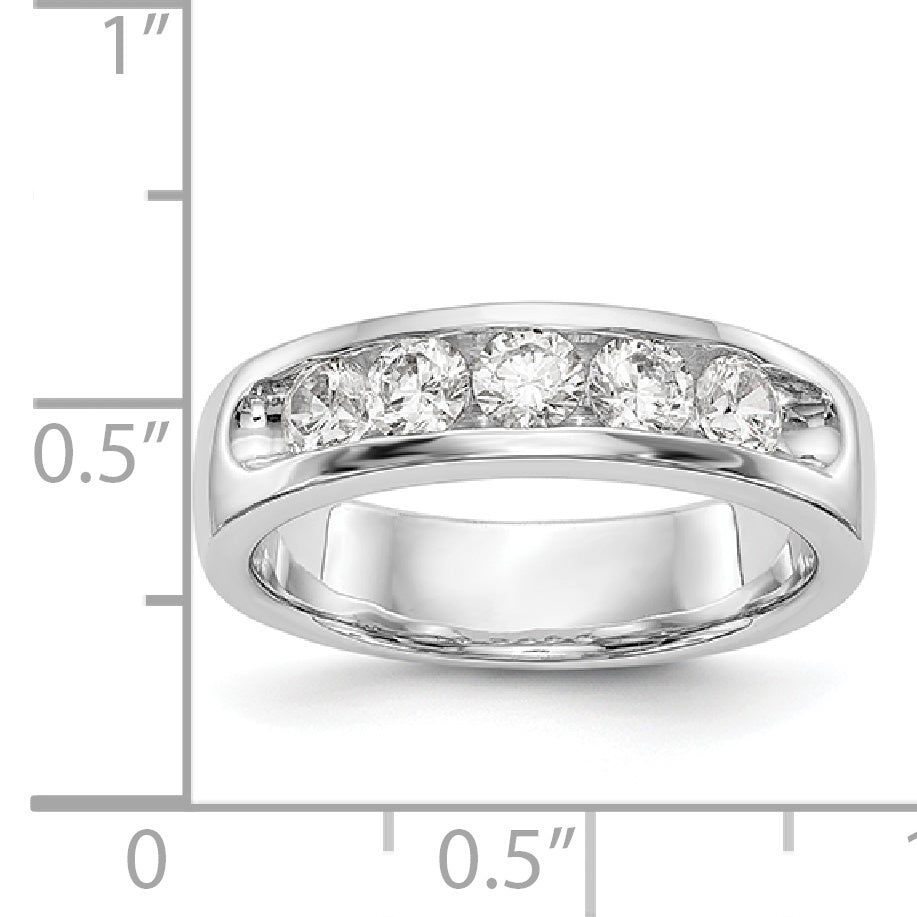 14K White Gold 5 Stone Diamond Channel Band