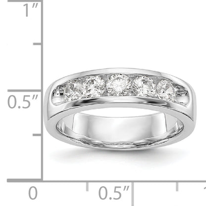 14K White Gold 5 Stone Diamond Channel Band