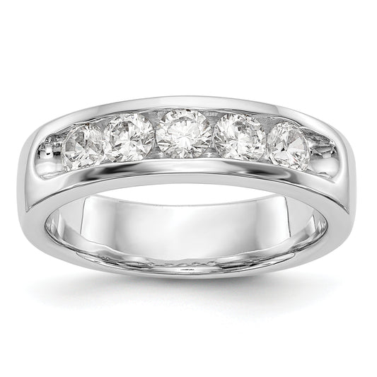 14K White Gold 5 Stone Diamond Channel Band