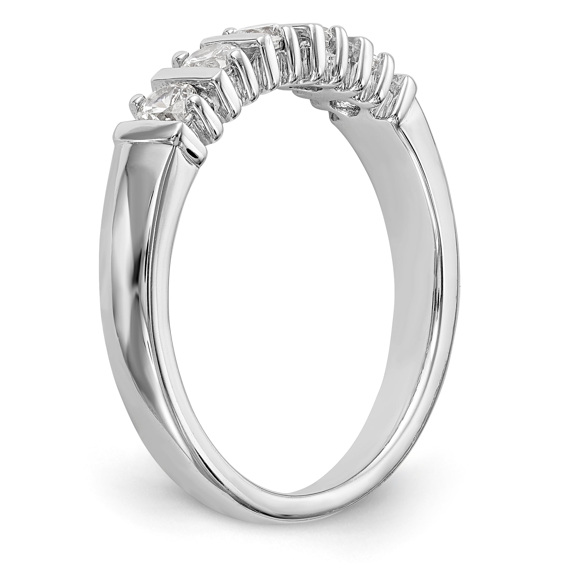 14k White Gold AA Diamond 5 Stone Ring