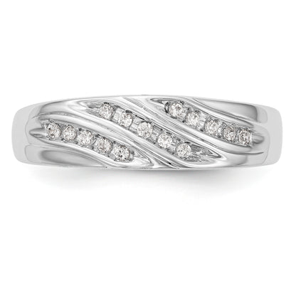 14K White Gold Diamond Men's Band