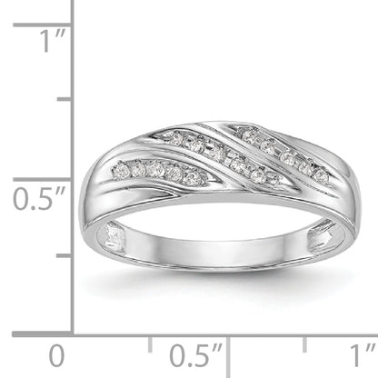 14K White Gold Diamond Men's Band