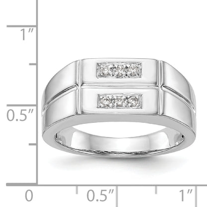 14K White Gold Diamond Men's Band