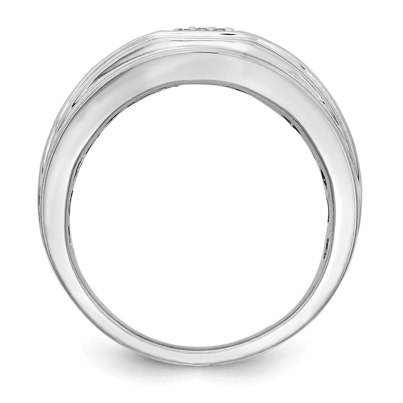 14K White Gold Diamond Men's Band