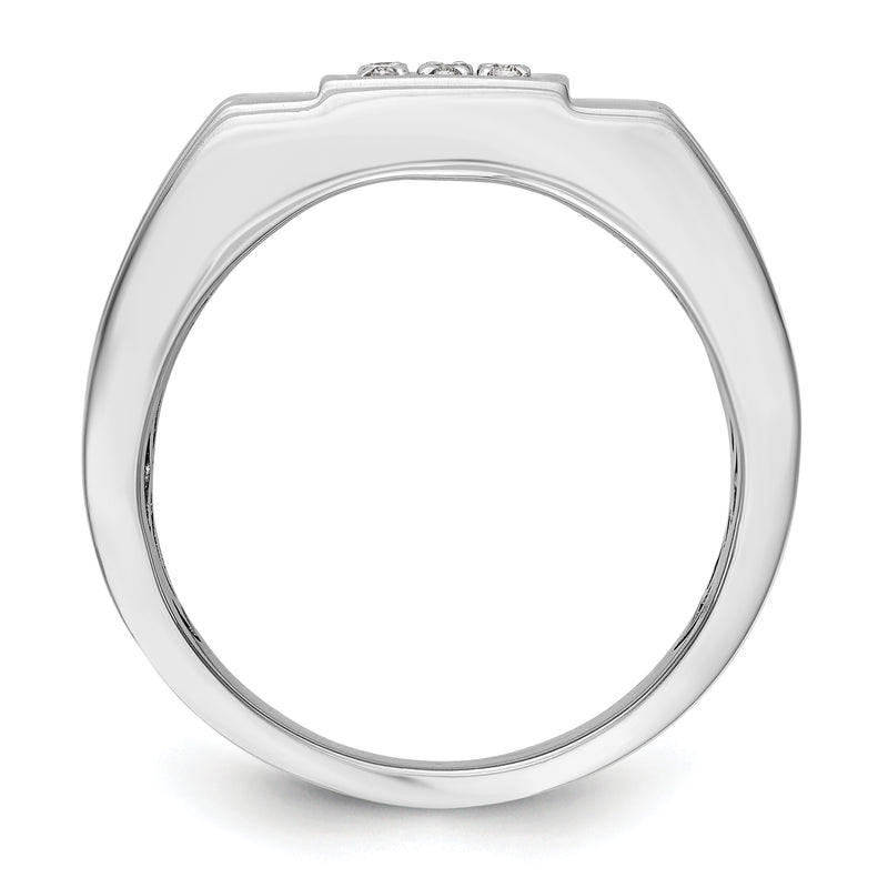 14K White Gold Diamond Men's Band