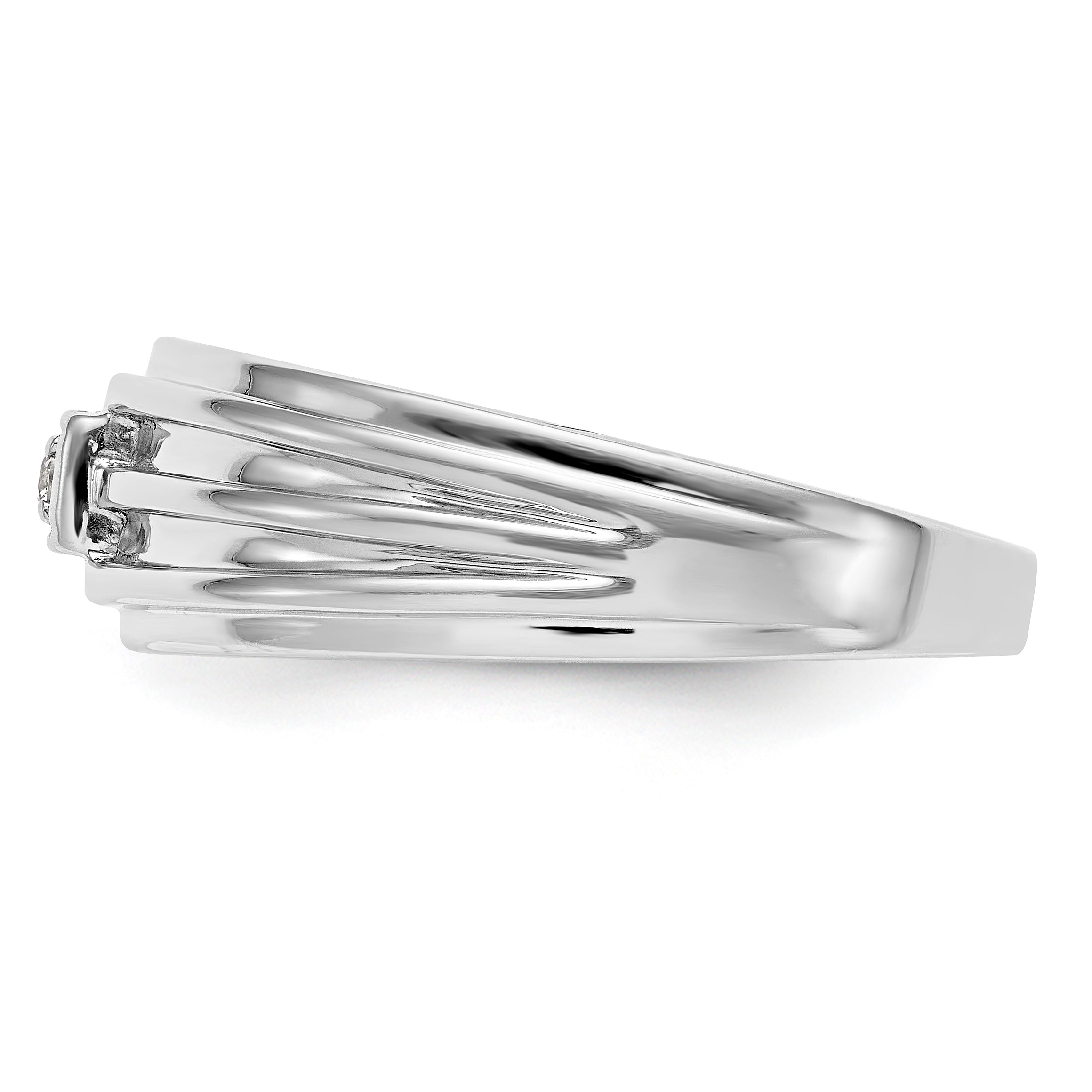 14K White Gold Diamond Men's Band