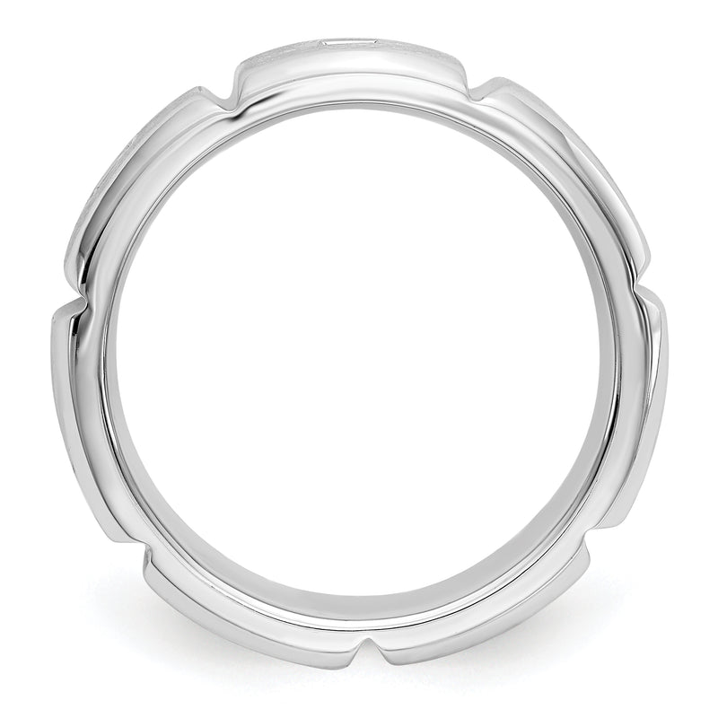 14K White Gold Diamond Men's Band