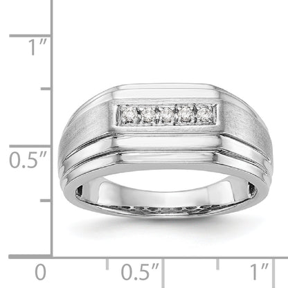 14K White Gold Diamond Men's Band