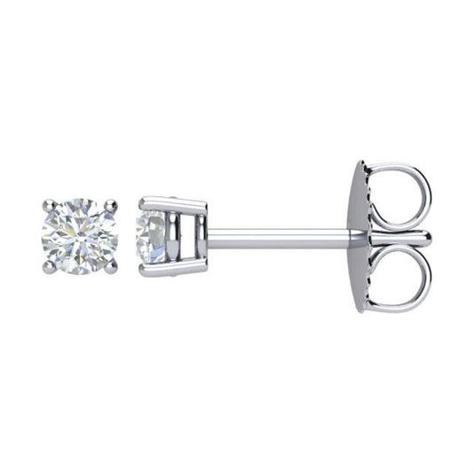 1/4 Carat TW Round Diamond Solitaire Stud Earrings in 14K White Gold