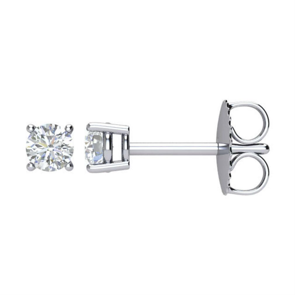 1/10 Ct. Natural I1 Clarity J K Color Natural Diamond Stud Push on Post Earrings in 14K White Gold
